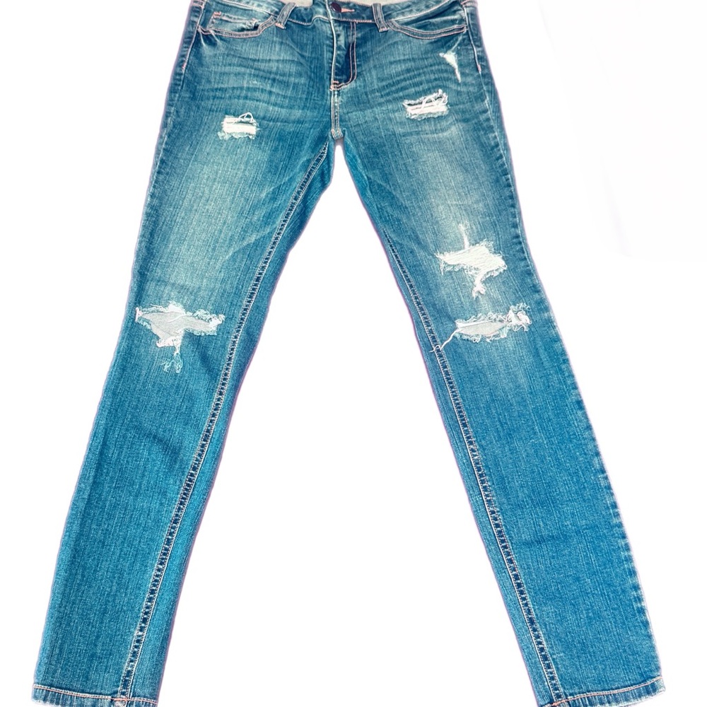 Cello Distressed Women's Junior Stretch  Mid Rise Denim Jeans